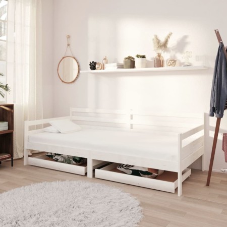 Sofa bed with drawers in solid white pine wood 90x200 cm by vidaXL, Beds and slatted bases - Ref: Foro24-3083680, Price: 171,...