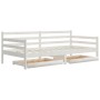 Sofa bed with drawers in solid white pine wood 90x200 cm by vidaXL, Beds and slatted bases - Ref: Foro24-3083680, Price: 171,...