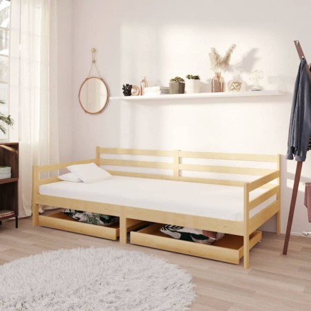 Sofá cama con cajones madera de pino maciza 90x200 cm de vidaXL, Camas y somieres - Ref: Foro24-3083679, Precio: 138,28 €, De...