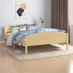 Solid pine wood bed frame 140x200 cm by vidaXL, Beds and slatted bases - Ref: Foro24-322029, Price: 108,72 €, Discount: %