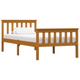 Solid pine wood bed frame honey brown 100x200 cm by vidaXL, Beds and slatted bases - Ref: Foro24-283239, Price: 116,99 €, Dis...