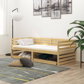 Sofá cama con cajones madera de pino maciza 90x200 cm de vidaXL, Camas y somieres - Ref: Foro24-3083689, Precio: 140,99 €, De...