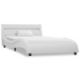 Bed frame with LED white synthetic leather 100x200 cm by vidaXL, Beds and slatted bases - Ref: Foro24-285673, Price: 209,94 €...