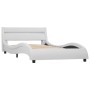 Bed frame with LED white synthetic leather 100x200 cm by vidaXL, Beds and slatted bases - Ref: Foro24-285673, Price: 209,94 €...