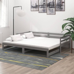 Abnehmbares Schlafsofa aus massivem, grauem Kiefernholz, 2 x (90 x 200) cm von vidaXL, Betten und Lattenroste - Ref: Foro24-3...