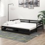 Sofá cama extraíble madera maciza de pino negro 2x(90x200) cm de vidaXL, Camas y somieres - Ref: Foro24-3083698, Precio: 232,...