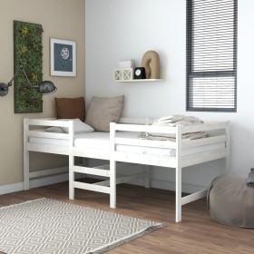 Medium height bed with white pine wood mattress 90x200 cm by vidaXL, Beds and slatted bases - Ref: Foro24-3083715, Price: 267...