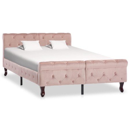 Estructura de cama de terciopelo rosa 120x200 cm de vidaXL, Camas y somieres - Ref: Foro24-288566, Precio: 341,09 €, Descuent...