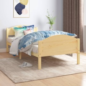 Solid pine wood bed frame 100x200 cm by vidaXL, Beds and slatted bases - Ref: Foro24-322027, Price: 102,22 €, Discount: %