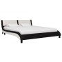 Bed frame with LED black and white PE leather 160x200 cm by vidaXL, Beds and slatted bases - Ref: Foro24-280365, Price: 241,2...