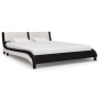 Bed frame with LED black and white PE leather 160x200 cm by vidaXL, Beds and slatted bases - Ref: Foro24-280365, Price: 241,2...