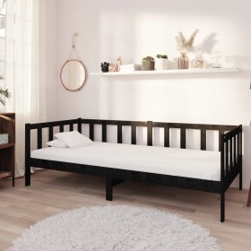 Sofá cama con colchón madera de pino maciza negro 90x200 cm de vidaXL, Camas y somieres - Ref: Foro24-3083608, Precio: 239,22...