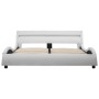 Bed frame with LED white synthetic leather 140x200 cm by vidaXL, Beds and slatted bases - Ref: Foro24-285675, Price: 280,21 €...