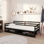 Sofá cama con cajones madera de pino maciza negro 90x200 cm de vidaXL, Camas y somieres - Ref: Foro24-3083683, Precio: 203,64...