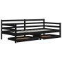 Black solid pine wood sofa bed with drawers 90x200 cm by vidaXL, Beds and slatted bases - Ref: Foro24-3083683, Price: 203,64 ...