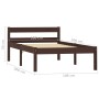 Dark brown solid pine wood bed frame 100x200 cm by vidaXL, Beds and slatted bases - Ref: Foro24-283203, Price: 78,73 €, Disco...