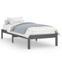 Estructura de cama de madera maciza de pino gris 90x200 cm de vidaXL, Camas y somieres - Ref: Foro24-810004, Precio: 72,25 €,...