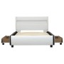 Estructura cama con LED cuero sintético blanco 100x200 cm de vidaXL, Camas y somieres - Ref: Foro24-284967, Precio: 247,99 €,...