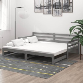 Removable sofa bed solid gray pine wood 2x(90x200) cm by vidaXL, Beds and slatted bases - Ref: Foro24-3083661, Price: 367,60 ...