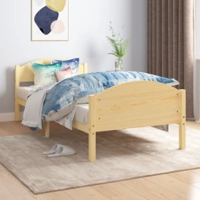 Estructura de cama de madera maciza de pino 90x200 cm de vidaXL, Camas y somieres - Ref: Foro24-322026, Precio: 124,99 €, Des...