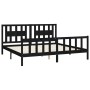 Black pine wood bed frame with headboard 180x200 cm by vidaXL, Beds and slatted bases - Ref: Foro24-3188185, Price: 198,99 €,...