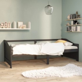 3-seater sofa bed solid pine wood dark gray 90x200 cm by vidaXL, Beds and slatted bases - Ref: Foro24-322168, Price: 85,63 €,...