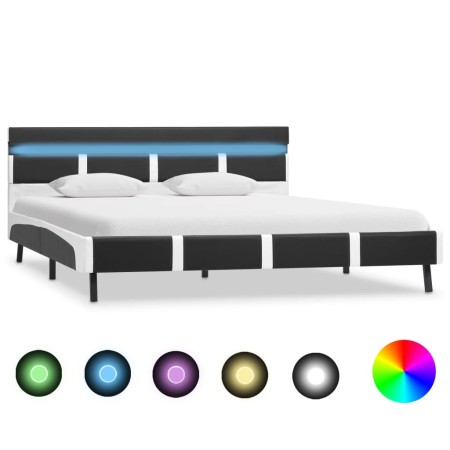 Estructura de cama con LED cuero sintético gris 160x200 cm de vidaXL, Camas y somieres - Ref: Foro24-280310, Precio: 219,80 €...