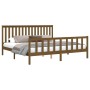 Estructura cama con cabecero madera pino marrón miel 200x200 cm de vidaXL, Camas y somieres - Ref: Foro24-3188229, Precio: 17...