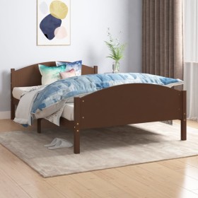 Dark brown solid pine wood bed frame 120x200 cm by vidaXL, Beds and slatted bases - Ref: Foro24-322043, Price: 102,35 €, Disc...