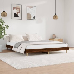 Oak brown engineered wood bed frame 200x200 cm by vidaXL, Beds and slatted bases - Ref: Foro24-832012, Price: 130,99 €, Disco...