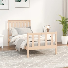 Bed frame with headboard solid pine wood 90x200 cm by vidaXL, Beds and slatted bases - Ref: Foro24-3188191, Price: 93,99 €, D...