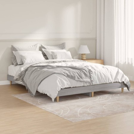 Estructura de cama madera de ingeniería gris Sonoma 140x190 cm de vidaXL, Camas y somieres - Ref: Foro24-832075, Precio: 99,1...