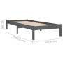 Solid gray pine wood bed frame 100x200 cm by vidaXL, Beds and slatted bases - Ref: Foro24-810009, Price: 67,52 €, Discount: %