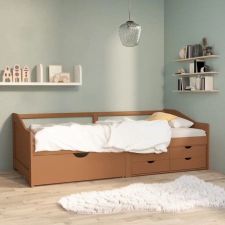 3 seater sofa bed with drawers solid pine honey brown 90x200 cm by vidaXL, Beds and slatted bases - Ref: Foro24-322171, Price...