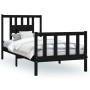 Black pine wood bed frame with headboard 90x200 cm by vidaXL, Beds and slatted bases - Ref: Foro24-3188155, Price: 148,75 €, ...