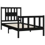 Black pine wood bed frame with headboard 90x200 cm by vidaXL, Beds and slatted bases - Ref: Foro24-3188155, Price: 148,75 €, ...