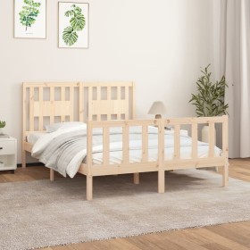 Bed frame with solid pine wood headboard 120x200 cm by vidaXL, Beds and slatted bases - Ref: Foro24-3188161, Price: 118,76 €,...