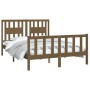 Honey brown pine wood bed frame with headboard 140x200 cm by vidaXL, Beds and slatted bases - Ref: Foro24-3188169, Price: 156...