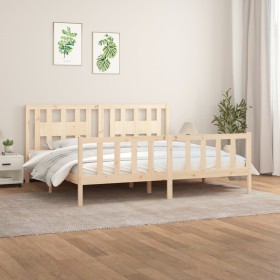 Bed frame with solid pine wood headboard 180x200cm by vidaXL, Beds and slatted bases - Ref: Foro24-3188181, Price: 144,99 €, ...