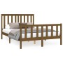 Honey brown pine wood bed frame with headboard 140x200 cm by vidaXL, Beds and slatted bases - Ref: Foro24-3188209, Price: 154...