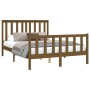 Honey brown pine wood bed frame with headboard 140x200 cm by vidaXL, Beds and slatted bases - Ref: Foro24-3188209, Price: 154...