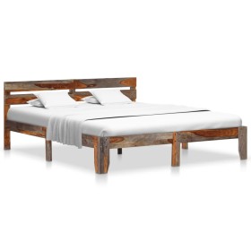 Estructura de cama de madera maciza de sheesham 140x200 cm de vidaXL, Camas y somieres - Ref: Foro24-288411, Precio: 259,99 €...