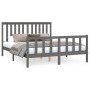 Gray pine wood bed frame with headboard 150x200cm by vidaXL, Beds and slatted bases - Ref: Foro24-3188213, Price: 161,41 €, D...