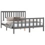 Gray pine wood bed frame with headboard 150x200cm by vidaXL, Beds and slatted bases - Ref: Foro24-3188213, Price: 161,41 €, D...