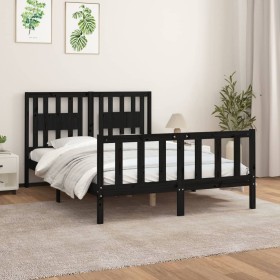 Bed frame with black pine wood headboard 120x200 cm by vidaXL, Beds and slatted bases - Ref: Foro24-3188165, Price: 174,53 €,...