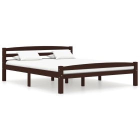 Dark brown solid pine wood bed frame 160x200 cm by vidaXL, Beds and slatted bases - Ref: Foro24-322086, Price: 171,99 €, Disc...