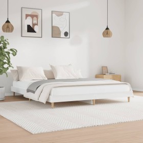 Glossy white engineered wood bed frame 120x200cm by vidaXL, Beds and slatted bases - Ref: Foro24-832047, Price: 110,12 €, Dis...