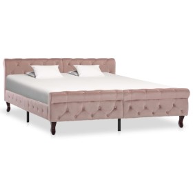 Estructura de cama de terciopelo rosa 160x200 cm de vidaXL, Camas y somieres - Ref: Foro24-288568, Precio: 365,99 €, Descuent...