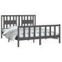 Gray pine wood bed frame with headboard 150x200cm by vidaXL, Beds and slatted bases - Ref: Foro24-3188173, Price: 163,48 €, D...