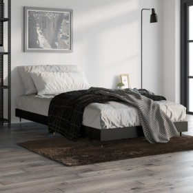 Black engineered wood bed frame 100x200 cm by vidaXL, Beds and slatted bases - Ref: Foro24-832158, Price: 87,81 €, Discount: %